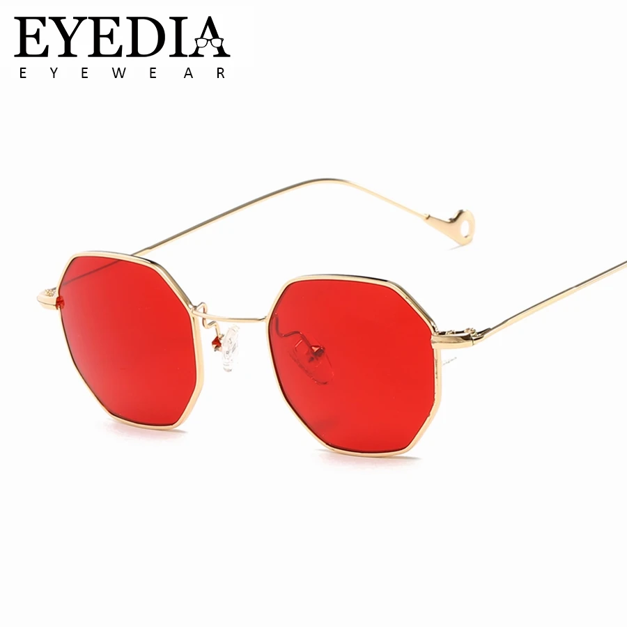 

New Brand Fashion Alloy Sunglass Hot Women Red Hexagon Sun Glasses Polygonal Gafas de sol des Pink lunettes de soleil 7706CJ