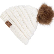 Зимняя шапка женская шерстяная вязаная теплая шапка Большая Меховая шапка с помпоном-кисточкой вязаная Лыжная шапка