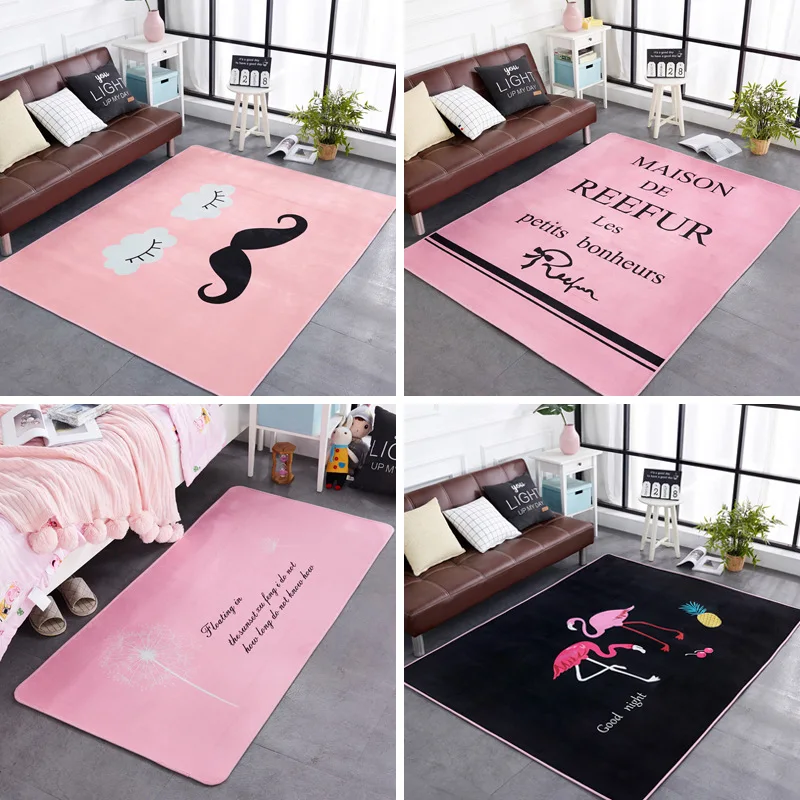 Розовая серия ковров в скандинавском стиле Фламинго 3D напечатанный ковер журнальный столик для гостиной внутренний ковер для спальни прямоугольный напольный коврик