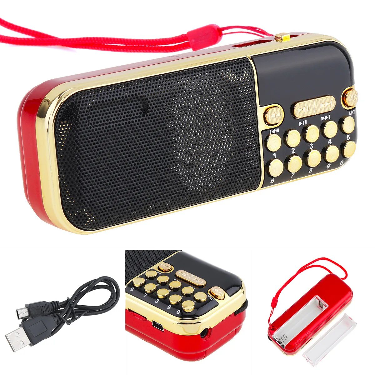 

E57 Portable FM Radio Mini Handheld Stereo Audio Speaker TF Card MP3 Music Player with 3.5mm Headphone Jack for Home Outdoor