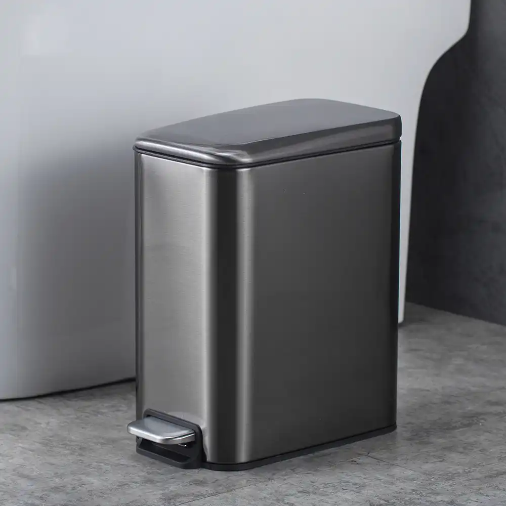 Oro Rosa Smartbin 5L Rectangular Papelera con Tapa Silenciosa Cubo de Basura con Pedal Paso Cocina Basura Barurero Contenedor de Basura Papelera de Reciclaje Ba/ño Cocina Oficina