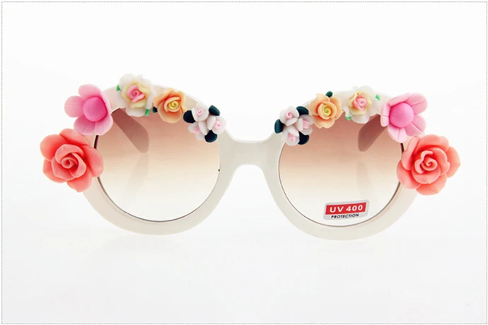 

NEW Design Fashion Handmade Ceramic Flower summer Glass Retro Cat Sunglasses For women UV400 Eyewear