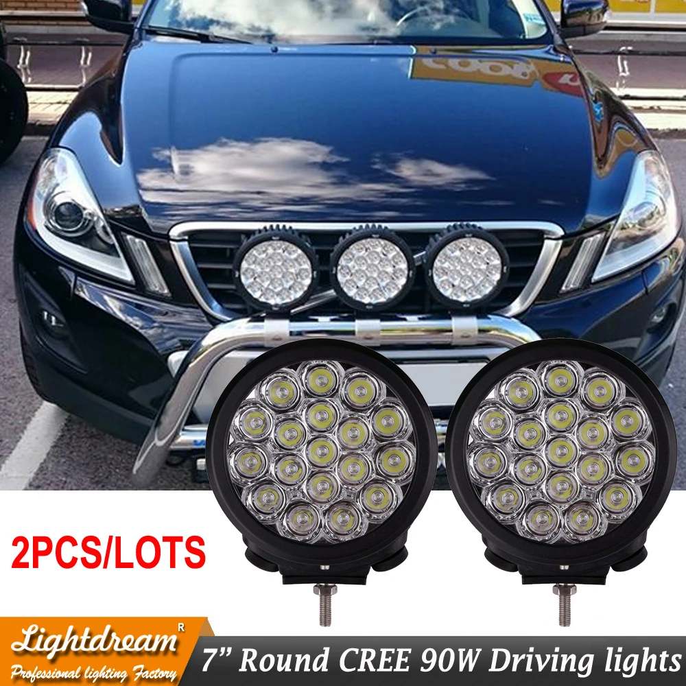 7" Inch Truck Led Work Headlight 90w round led driving spot lights High