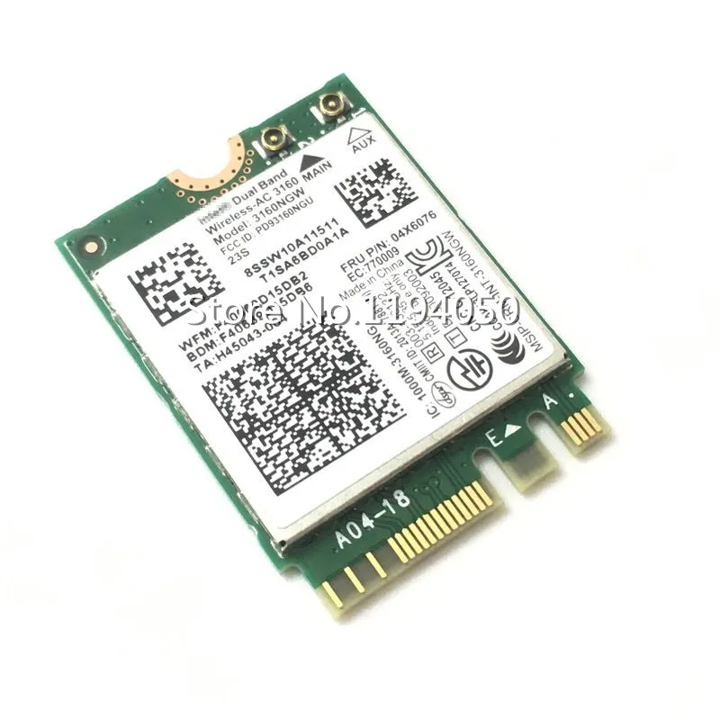 Intel Dual Band Wireless AC 3160 3160NGW 04X6034 04X6076 для Y40 Y50 E10 30 E455 E555 2 4 ГГц/5 8 ГГц wifi|wireless-ac 3160|intel dual band
