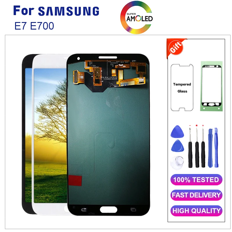 ЖК-дисплей AMOLED для Samsung E7 E700 сенсорный экран с дигитайзером в сборе E700M E700F E700H