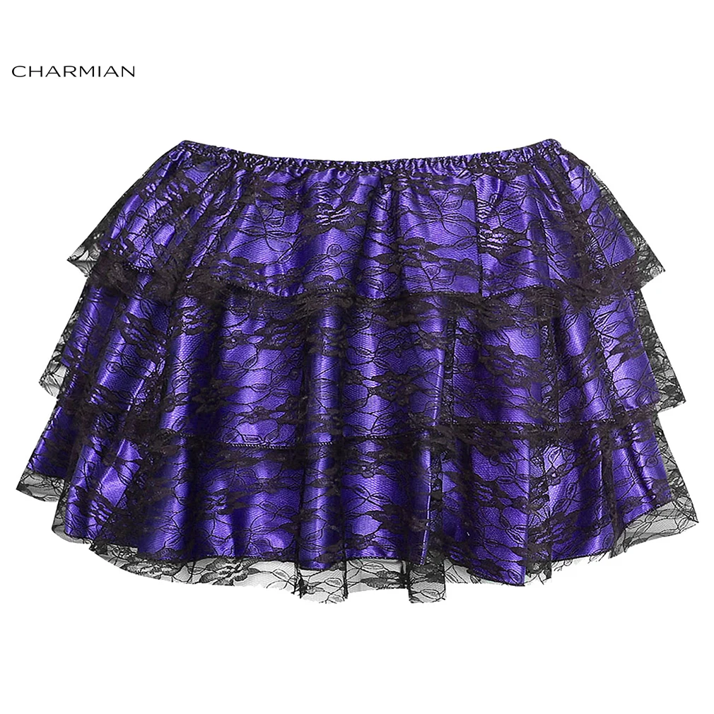 Charmian Женская Летняя Сексуальная стимпанк Черный Цветочный кружево юбка пачка слоистых танцевальная юбка мини