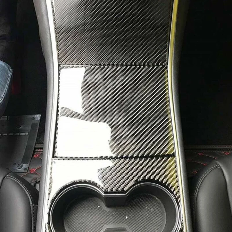 

ABS Plastic Carbon Fiber Black Water Cup Holders High Quality 4 Pcs Protection Panel For Car Accessory For Tesla Model 3 2018