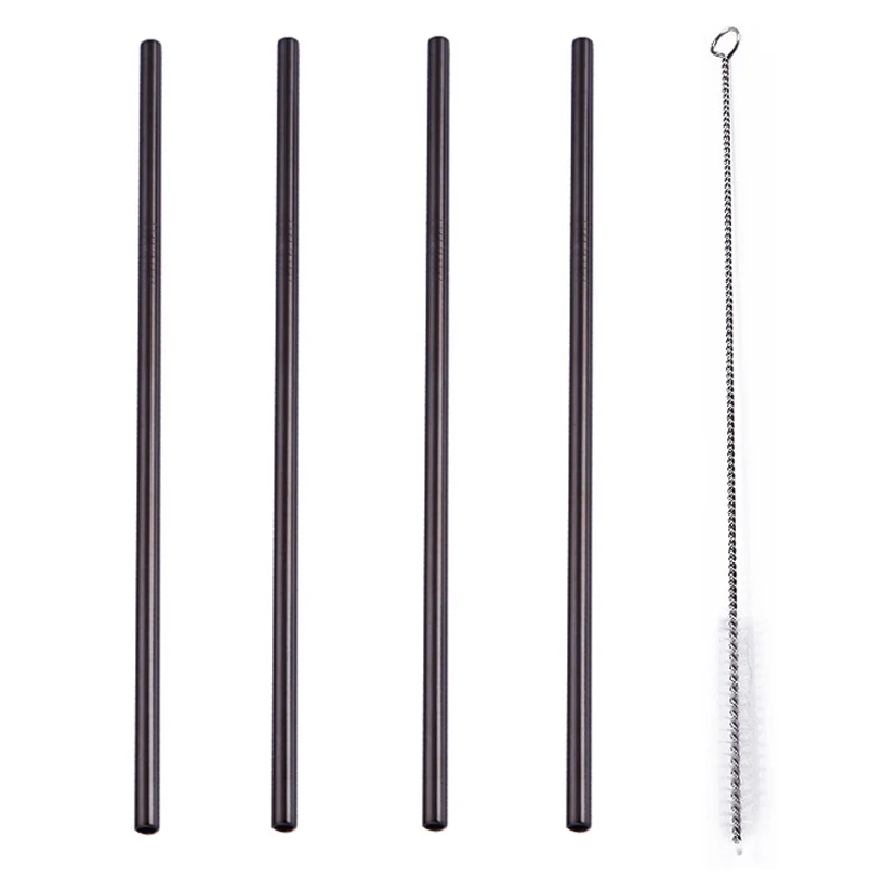 Eco-Friendly Reusable Stainless Steel Drinking Straw Set with Cleaner and Carrying Case