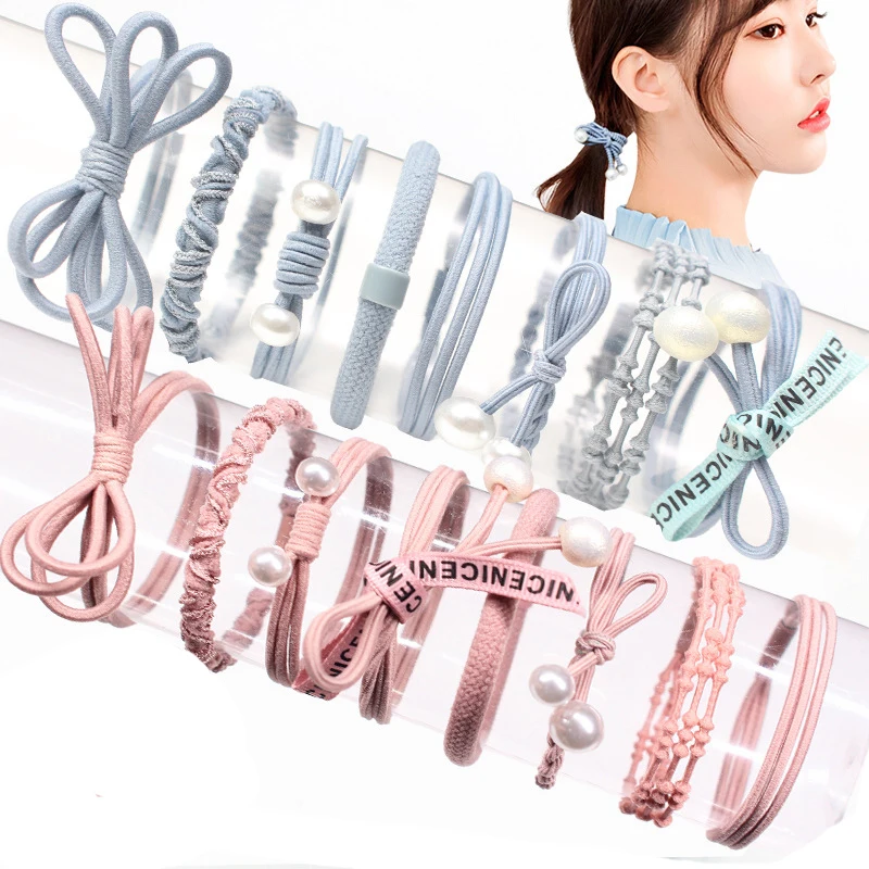 

8pcs/set Storage Box Packing Hair Accessories for Women Elastic Hair Bands Ponytail Scrunchie Hair Holder Tie