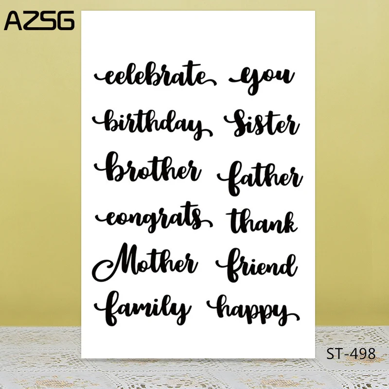 

AZSG Celebrate Birthday Word Clear Stamps/Seals For DIY Scrapbooking/Card Making/Album Decorative Silicone Stamp Crafts