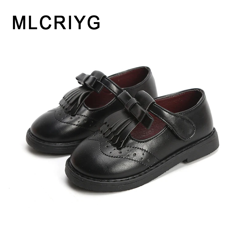 

2019 Spring New Kids Tassel Shoes Baby Girls Pu Leather Flats Children School Shoes Black Princess Shoes Toddler Brand Mary Jane