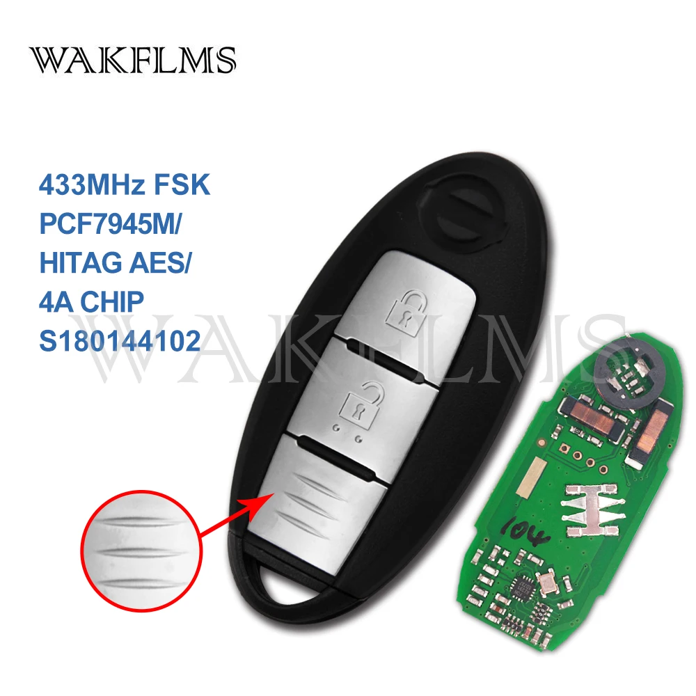 

2 Button Smart Remote Key 433.92MHz Keyless Entry for Nissan Qashqai X-trail 2014-2017 Integrated Chip S180144102 285E3-4CB0C
