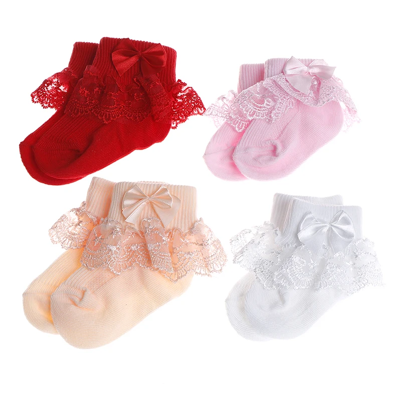 1 пара носков для девочек летние короткие носки в стиле ретро с кружевными оборками Детские носки принцессы для маленьких девочек Розничная, 4 цвета