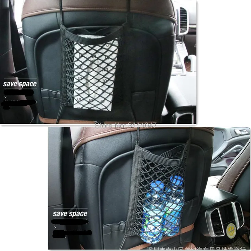 Car Organizer Seat Back Storage Net Bag Holder Pocket for sticker audi