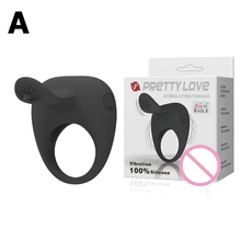 Prettylove Silicone Vibrating Time Delay Penis Rings and Bullet Vibrator Erotic Sex Toy for Couple Sex