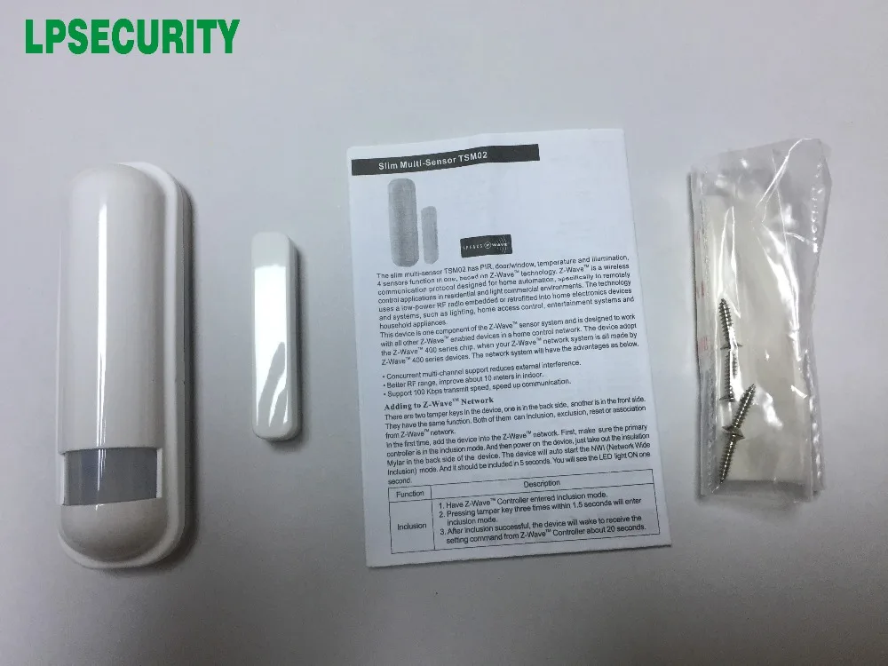 4 в 1 беспроводной Z Wave multi sensor TSM02 (PIR + датчик двери/окна Освещение Температура) с