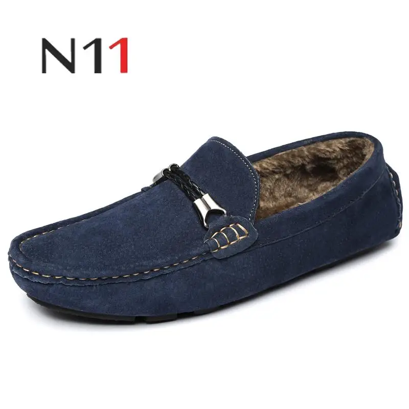 

N11 Brand Winter Men's Suede Warm Driving Shoes Boat Shoes Casual Flat Shoes Non-slip British Mok Chong Lok Fu Shoes Large Size