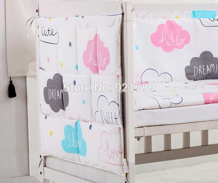 Серый хлопок детская кровать висячая сумка для хранения новорожденных кроватки пеленки Органайзер игрушки пеленки карман для детского постельного белья набор детской 50*60 см