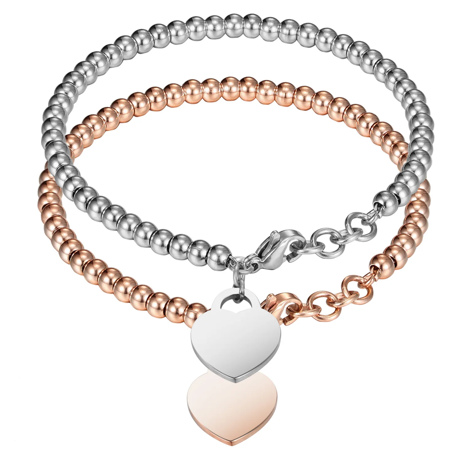 

Personalized Name Customized Heart Bracelet Can be Lettering Beads Bracelet Stainless Steel Tiff Design Jewelry Max 10 Letters