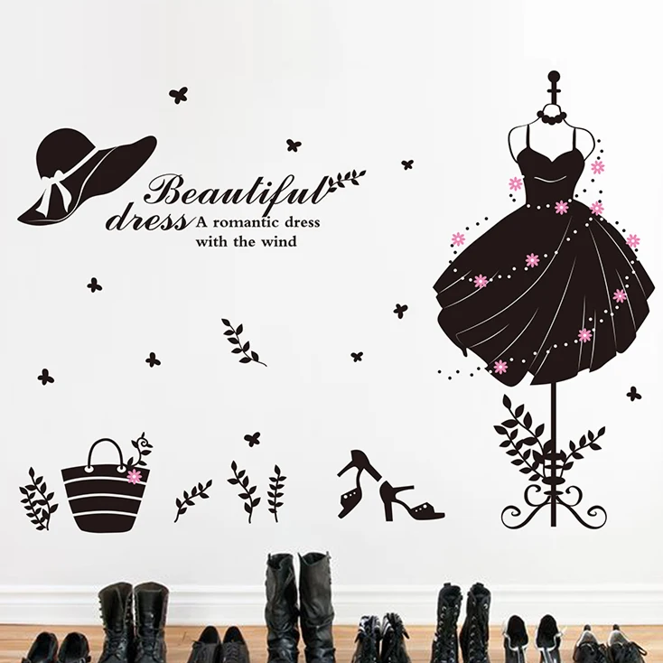 Clothing store dressing room removable sticker wardrobe girl student