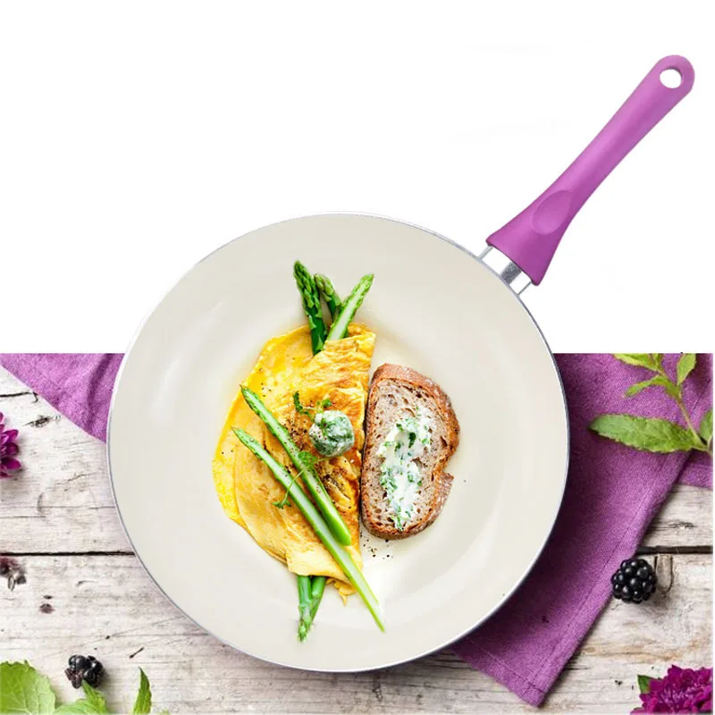 PFDIYF 28CM Colorful Non stick Frying Pan With Ceramic Coating Home Pancake Fried Steak Pot Use for Gas & Induction Cooker|non-stick frying