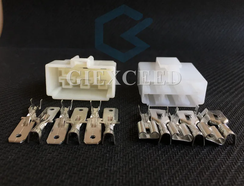 

2 Sets 6 Pin 6.3 Series Female Male Connector Wiring Socket With Pins