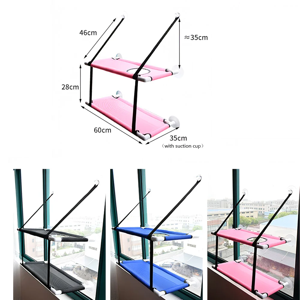 Кошачий оконный окунь, гамак, сетчатая кровать, аксессуары для домашних животных, кошка, двухслойная Присоска на окно, сиденье, летнее охлаждение, гамак, кровать 44lbs