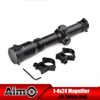 preço O OBJETIVO Riflescopes 1-4x24 Óptica Tático Leve Longo Eye Relief Rifle Scopes Airsoft Rifle Sniper Optics Caça AO3039 BK