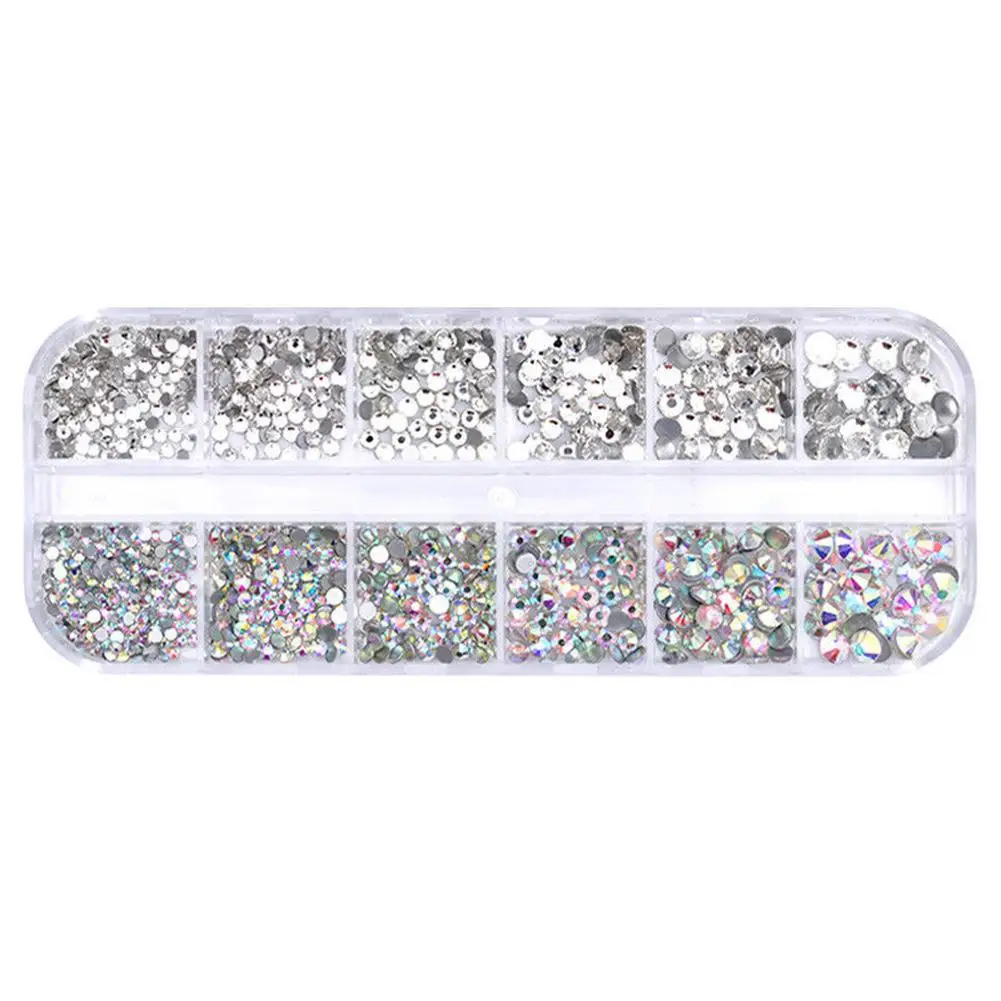 

3D Nail Art Rhinestone Mixed Size Transparent AB Flat Rhinestones Nails Art DIY Decoration Acrylic Gel Nail Art Beauty Tool