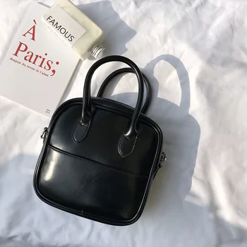 

Fashion women's bag designer small saddle bag black top-handle bag high quality PU leather woman bag