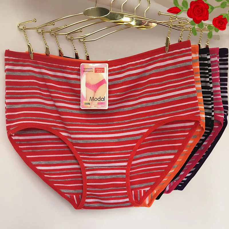 Cheap Wholesale 10pcs/lot Modal Dotted Stripes Underwears Women Panties