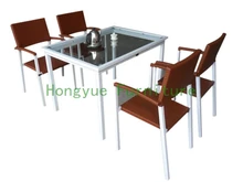 new wicker dining table set with cushion and tempered glass