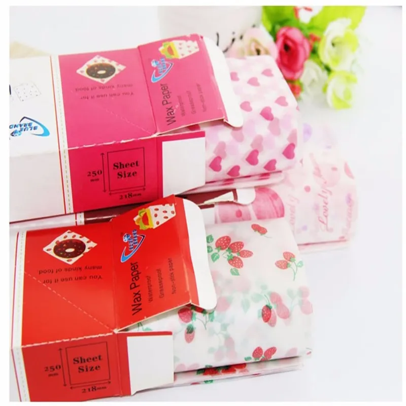 

Food Grade Cookery Wax Paper Oil-Proof Wrappers Bake Packing Tools Cookie Cap Paper Restaurant Bakery Package 30-50sheets/pack