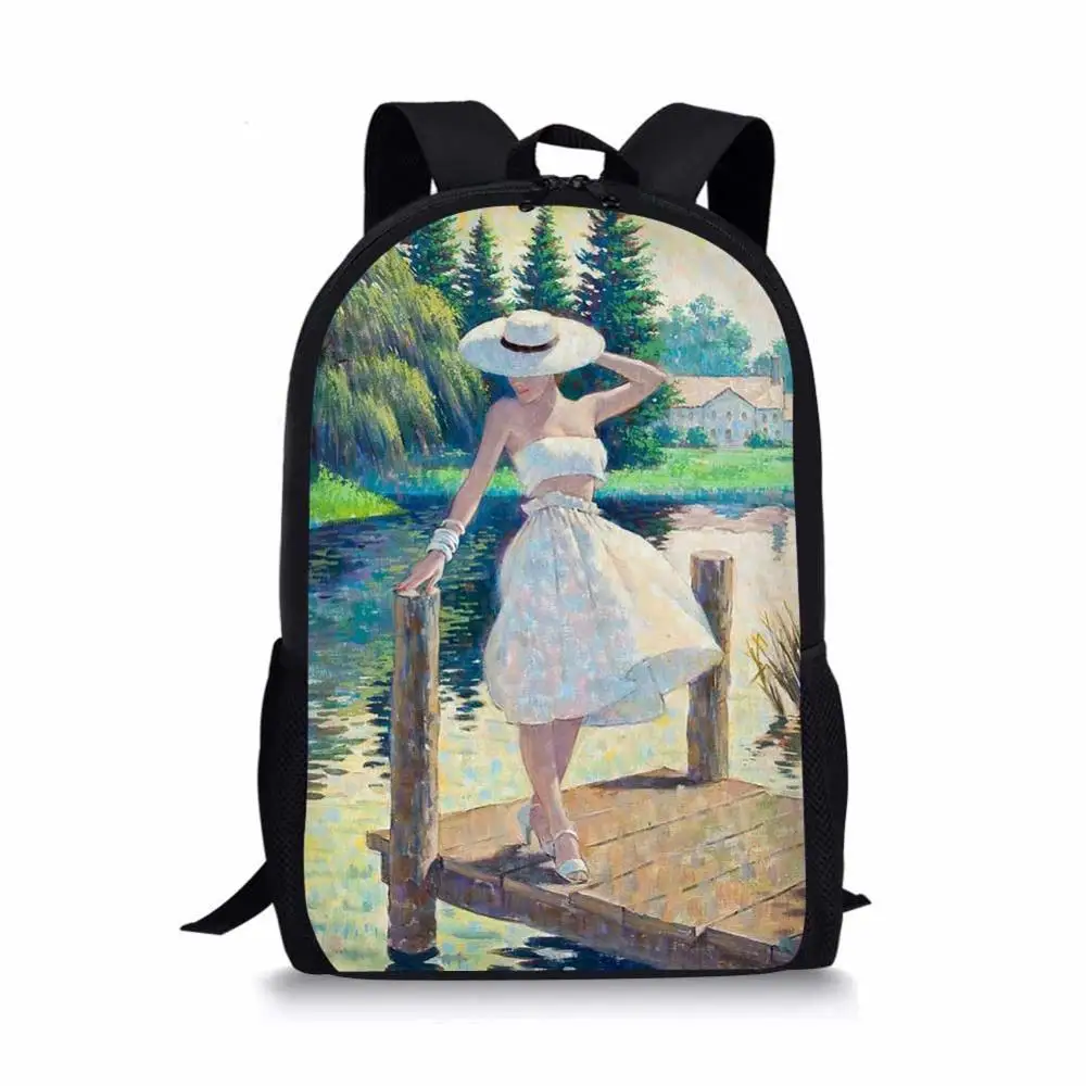 THIKIN Женская и мужская дорожная сумка, художественный рюкзак, известный Мон Ван Гог, масляная краска, полиэстер, для мальчиков и девочек, сумка для книг, повседневная, Mochila - Цвет: As picture