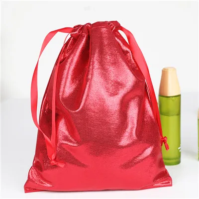 Big Size Soft PU Leather Sequin Pink Drawstring Pouch Bag /Wedding candy packing Drawstring Pouch