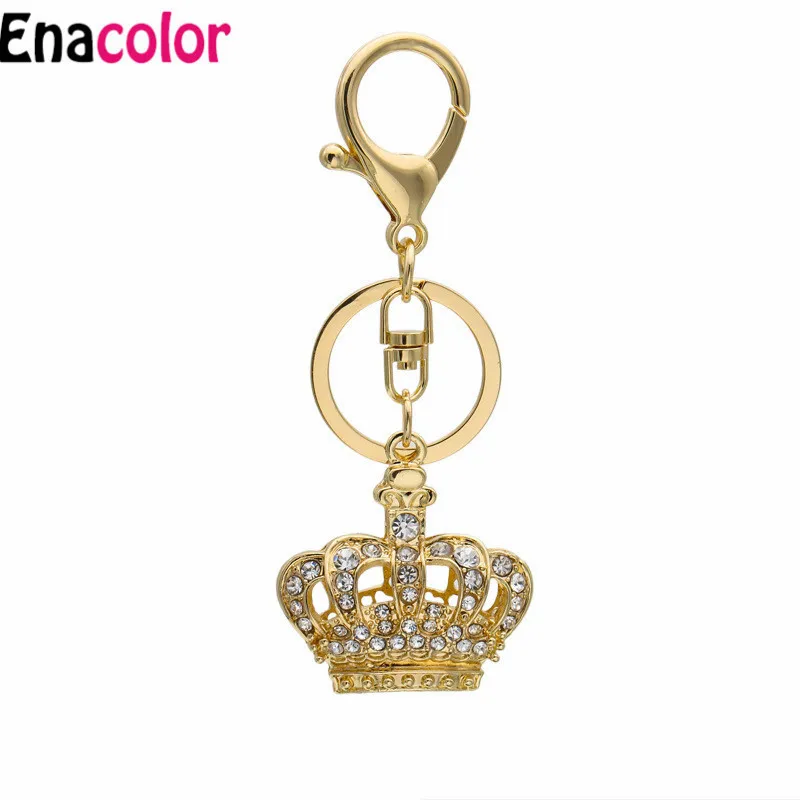 Linnor Elegant Gold Crystal Crown HandBag Pendant Keychains Keyrings