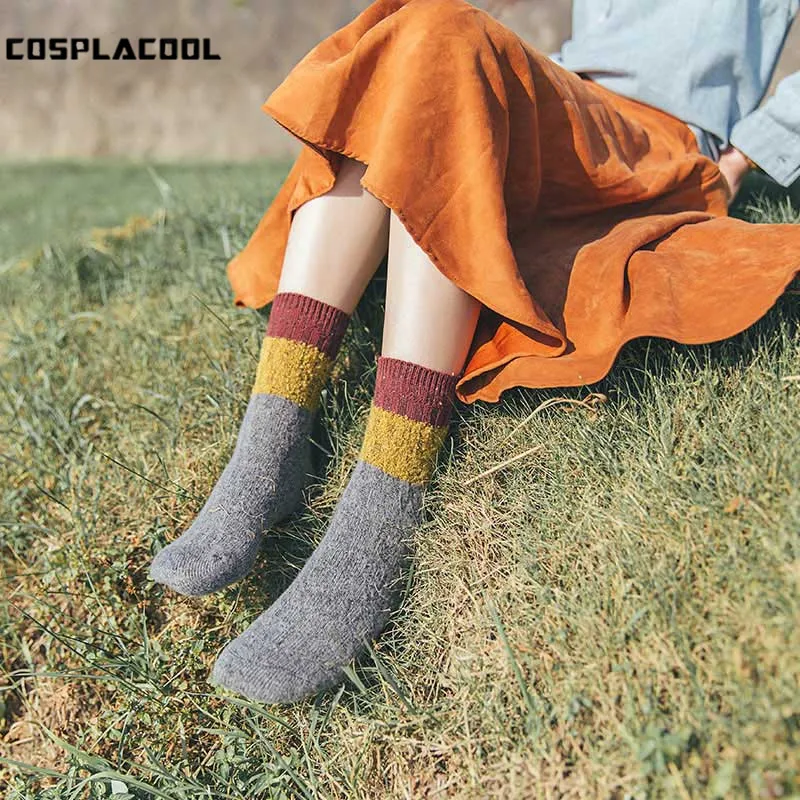 

[COSPLACOOL]Heap Heap 4 Color Fall/Winter Wool Socks Women Warm Jacquard Reto High Quality Sokken Shining Harajuku Meias