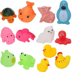 Детские игрушки 13 шт. милые мягкие резиновые поплавок Sqeeze звук для мытья ребенка Фанни Игрушки для ванны животные игрушки