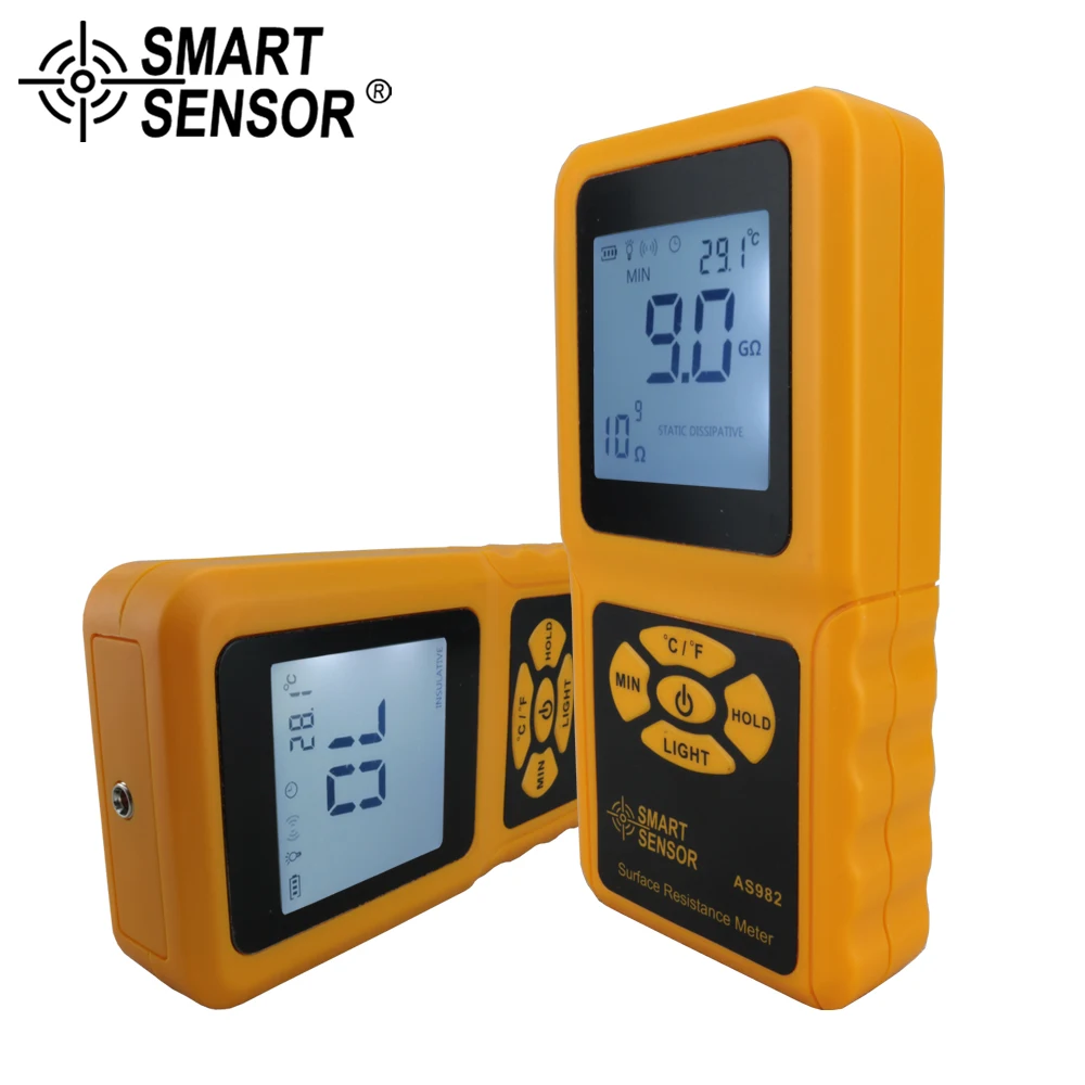 

Surface Resistance Meter Handheld LCD megger insulation Tester with Temperature Measurement and Data Holding SMART SENSOR AS982