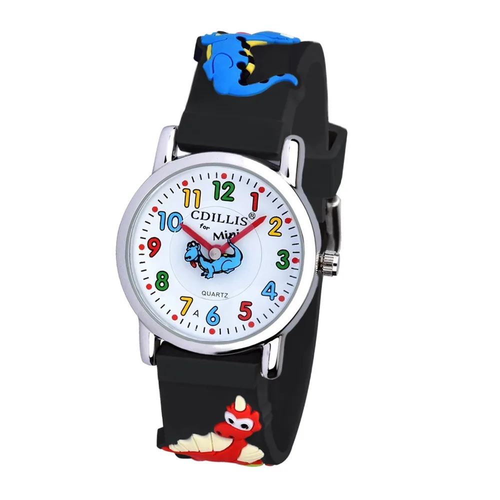 Детские часы динозавр мультфильм силиконовый ремешок Детские часы модные детские кварцевые наручные часы для детей Студенты Часы