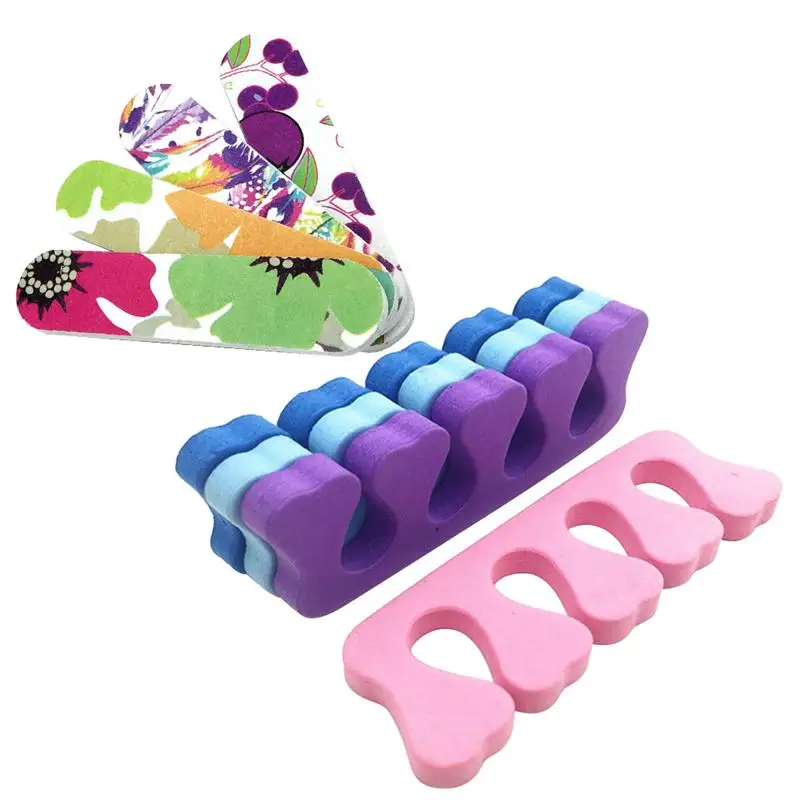 

50pcs Heart Shape Soft Sponge Foam Nail Finger Toe Separators Random Color and 50pcs Double Sided Polish Nail Files Nail Buffers