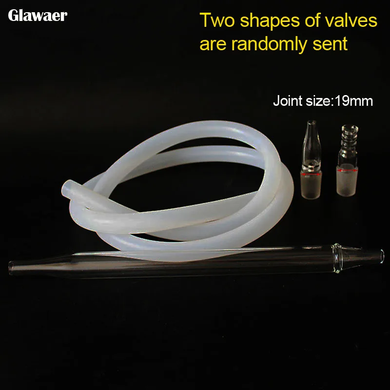 1pcs 19mm or 14mm connect valve glass tube pipe stem silicone glass hookah shisha accessories handle