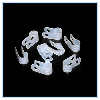 

100pcs 6.4mm white wire clip insulation card R type wire clip fixed plastic clip wiring fixed button.