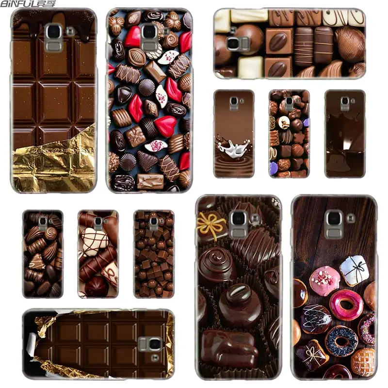 

BINFUL Transparent hard case for Samsung J3 J4 J5 J6 J7 J8 2015 2016 2017 EU 2018 Prime Max Chocolates Pattern