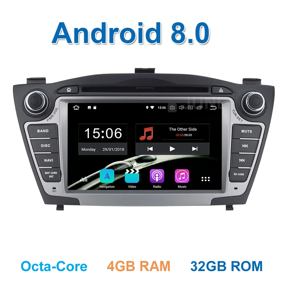4 ГБ Оперативная память 4 ядра 1024*600 чистый андроид 8.0 автомобильный DVD для hyunda IX35 Tucson 2009-2015 автомобиля радио RDS видео GPS