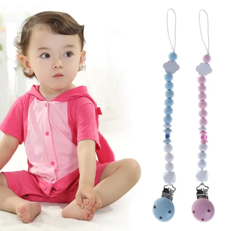

Pacifier Chain Colorful Cloud Nipple Soother Teether Holder Rope Wood Clip Strap Anti-drop Baby Teething Toddler Infant Nursing