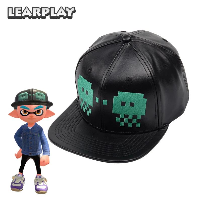 Splatoon 2 Skalop Jellyvader Hats Black Leather Baseball Caps Embroidery Adjustable Flat-Bill Cap Adult Kids Party Accessories Splatoon 2 Skalop Jellyvader Hats Black Leather Baseball Caps Embroidery Adjustable Flat-Bill Cap Adult Kids Party Accessories