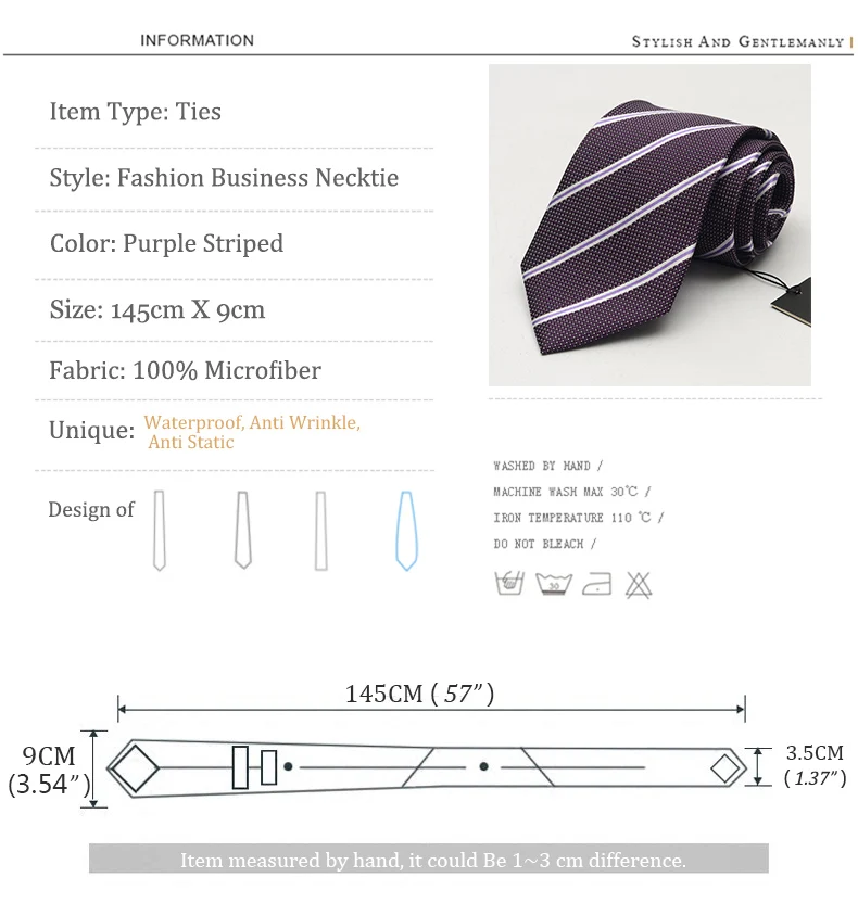 Новый 2017 фиолетовый в полоску мужские Галстуки 9 см Широкий модельер бренда галстук костюм мужские микрофибры против морщин смокинг