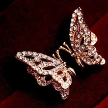 Wholesale Fashion Korean Jewelry Full Crystal Gold Plated Butterfly Earrings Of Luxury 1199