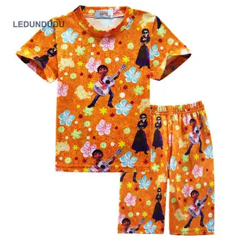 

Cartoon Movie Coco Kids Boys Miguel Sleepwear Girls Short Sleeve T-shirts + Pirate Pants Children Summer Pajamas Cosplay Costume